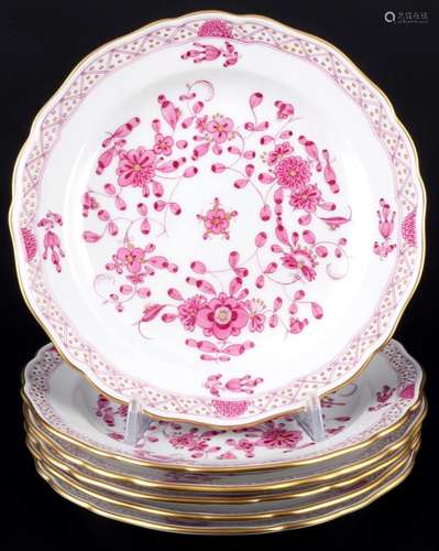 Meissen Indian Purple Rich 6 dessert / bread plates 1st choi...