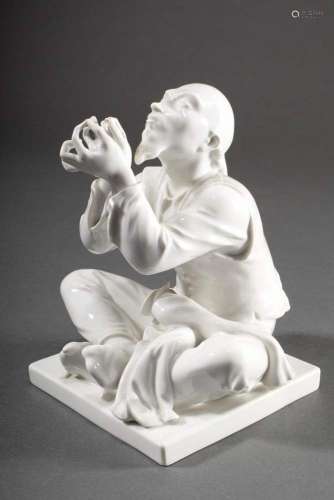 Meissen white porcelain figurine "Tailor Wibbel", ...