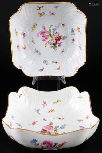 Meissen Neubrandenstein Flower Bouquet with Insects 2 bowls ...