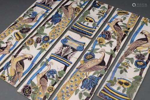 2 tile pilasters "Columns with parrots and peacocks&quo...