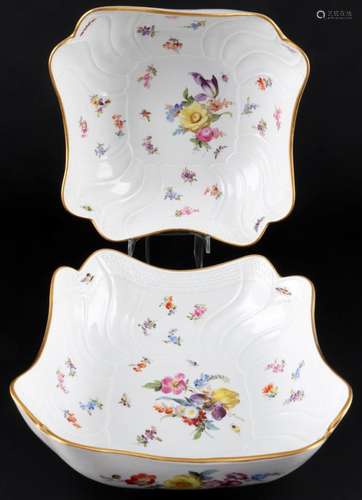 Meissen Neubrandenstein Flower Bouquet with Insects 2 bowls ...