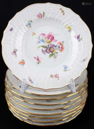 Meissen Neubrandenstein Flower Bouquet with Insects 9 desser...