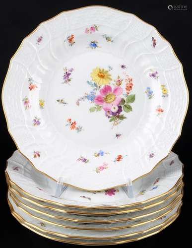 Meissen Neubrandenstein Flower Bouquet with Insects 7 desser...