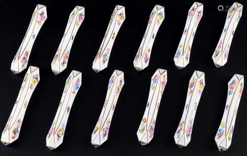 Meissen Flower Bouquet 12 knife rests 1st choice, Messerbänk...