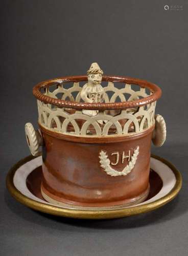 Royal Doulton stoneware tobacco jar with openwork rim, side ...