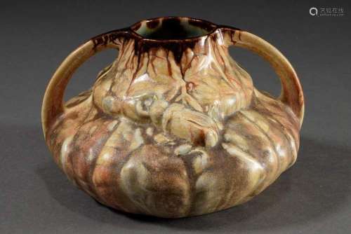 Art Nouveau ceramic vase with handle and plastic "stag ...