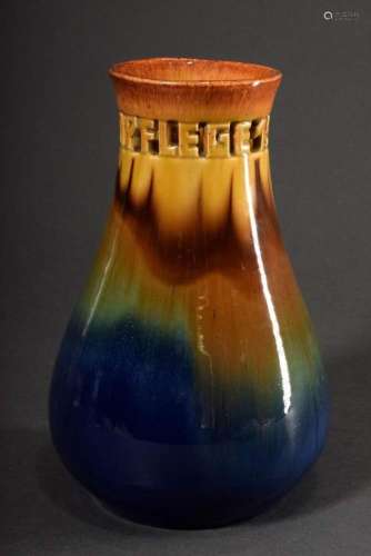 Art Nouveau ceramic vase with openwork neck "Baumpflege...