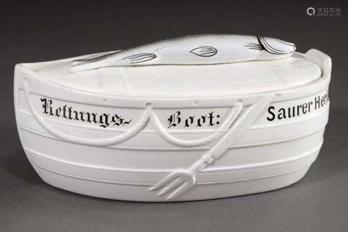 Stoneware lidded box "Lifeboat: Sour Herring" in b...