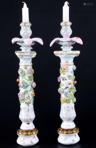 Meissen pair of large table candlesticks 1st choice, Paar gr...