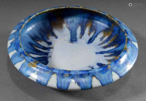 Round French Pierrefonds ceramic bowl with blue-brown river ...