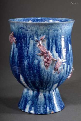Karlsruhe Majolica Art Deco ceramic vase in goblet form with...