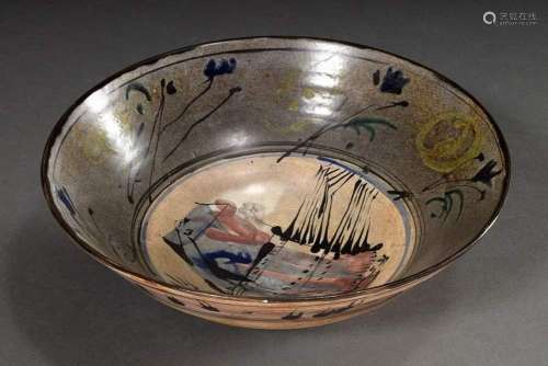 Portanier, Gilbert (*1926) pottery bowl with polychrome pain...