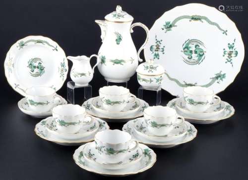 Meissen Court Dragon Green Rich coffee service for 6 persons...