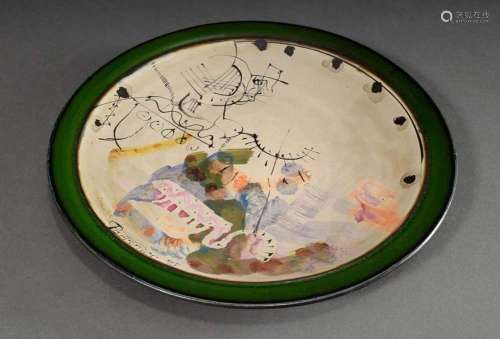Portanier, Gilbert (*1926) pottery plate with polychrome pai...