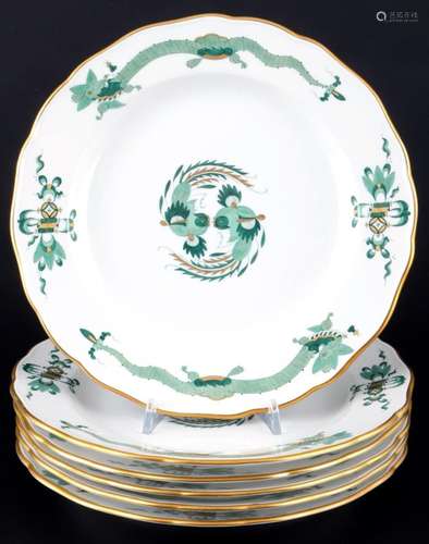 Meissen Court Dragon Green Rich 6 dinner plates 1st choice, ...