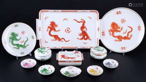 Meissen Ming Dragon 11-piece decorative porcelain, Zierporze...