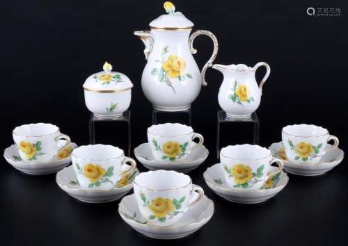 Meissen Yellow Rose mocha coffee service for 6 persons 1st c...