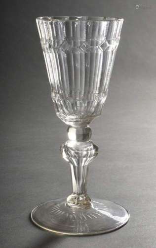 Baroque goblet glass on a broad plate base with baluster ste...