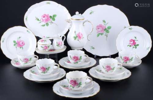 Meissen Red Rose coffee service for 6 persons, Kaffeeservice...