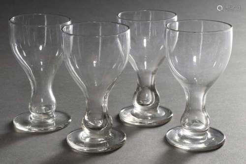 4 Biedermeier flow-through glasses in goblet form with hollo...