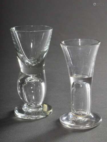 2 Various North German Wachtmeister glasses with hollow blow...