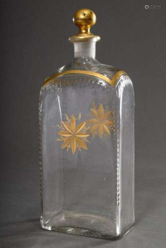 Square bottle with notch and star cut, partially gilded, col...