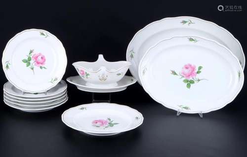 Meissen Rote Rose 10-piece dinner porcelain, Speiseporzellan...