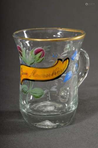 Biedermeier handle cup with coloured floral painting "Z...