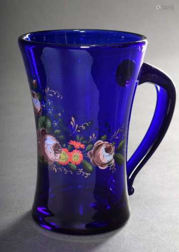 Biedermeier cup with enamel painting "Flower bouquet&qu...