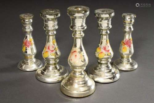 5 Various mercury silver candlesticks with "flowers&quo...