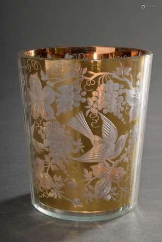 Faceted intermediate gold beaker with elaborate cut "bi...
