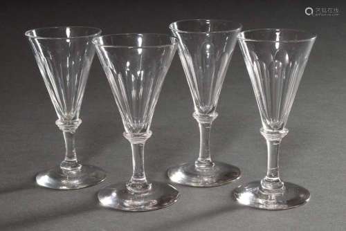 4 liqueur glasses with funnel-shaped dome and half surface c...