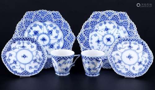 Royal Copenhagen Musselmalet Full Lace 2 coffee cups with de...