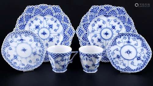 Royal Copenhagen Musselmalet Full Lace 2 coffee cups with de...