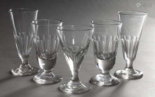 5 Various rustic glasses with half surface cut in different ...