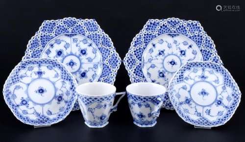 Royal Copenhagen Musselmalet Full Lace 2 coffee cups with de...