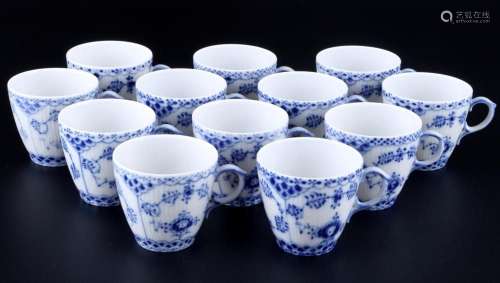 Royal Copenhagen Musselmalet Full Lace 12 mocha cups 1038 1s...