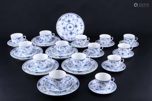 Royal Copenhagen Musselmalet 7 coffee cups with dessert plat...