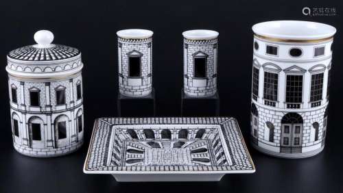 Rosenthal Fornasetti Palladiana bowl with lidded box and 3 v...