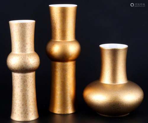 Rosenthal Goldflow 3 splendor vases, Tapio Wirkkala, Gold Pr...
