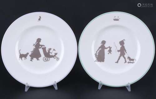 Hermes Paris Silhouettes 2 dessert plates, Kuchenteller,