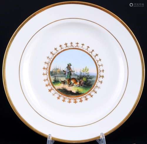 Nymphenburg 1850-1862 plate with hunting scenery, Teller mit...