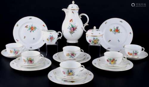Nymphenburg Flowers coffee tea service for 6 persons, Kaffee...