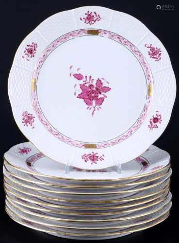 Herend Apponyi Purple 10 dinner plates, Speiseteller,