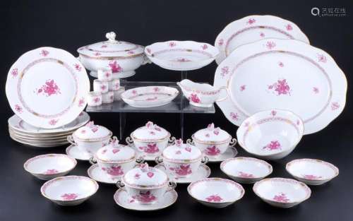 Herend Apponyi Purple extensive dinner service for 6 persons...