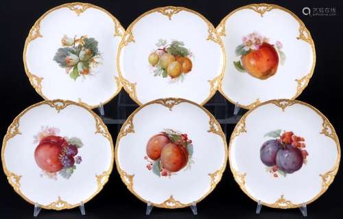 KPM Berlin Fruits 6 dessert plates, 1913-1915, Kuchenteller,