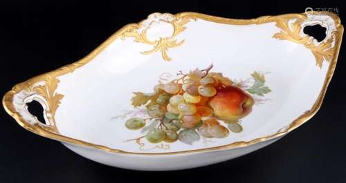 KPM Berlin Fruits large handled bowl, war mark 1914-1918, gr...