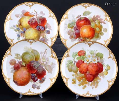 KPM Berlin Fruits 4 dessert plates, 1913-1915, Kuchenteller,