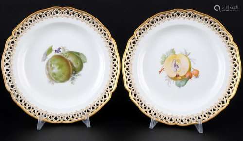 KPM Berlin Fruits 2 dessert plates, before 1913, Kuchentelle...