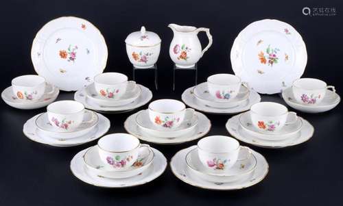 KPM Berlin Reliefzierat Flowers 9 tea cups with dessert plat...